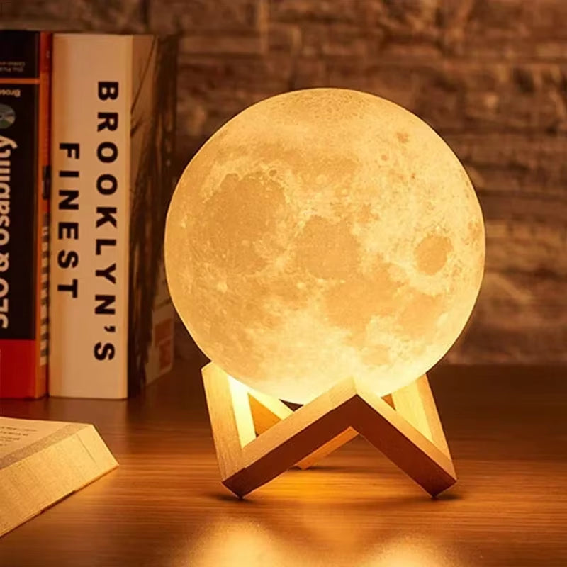8CM LED Night Light 3D Print Moon Lamp Bedroom Decor Moonlight for Kids Gifts Decorations Creative Bedside Atmosphere Lighting