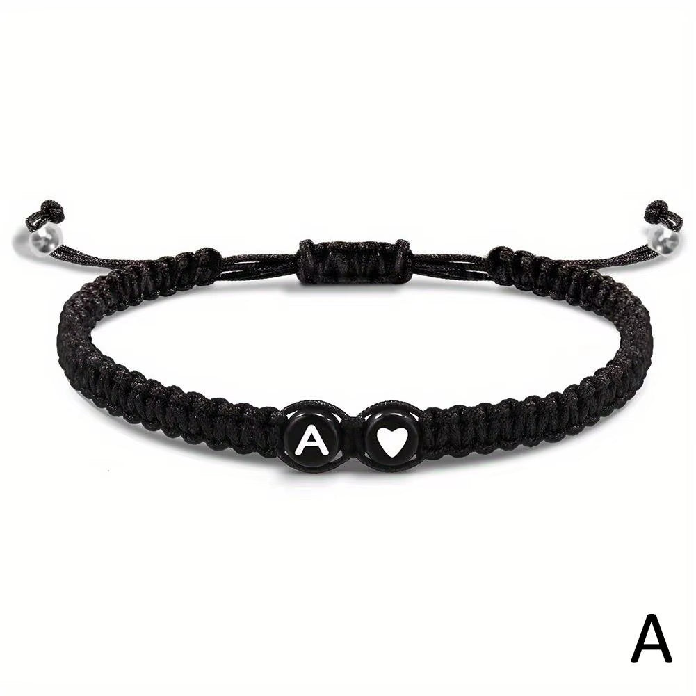 Letter Initial Heartstring Bracelet Hand Rope Woven Bracelet Girlfriend Bracelet Couple Bracelet A-Z Name Braided Bracelets