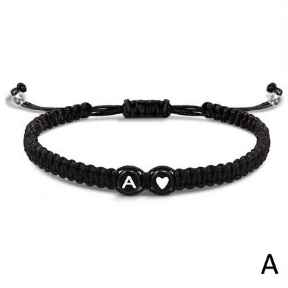 Letter Initial Heartstring Bracelet Hand Rope Woven Bracelet Girlfriend Bracelet Couple Bracelet A-Z Name Braided Bracelets