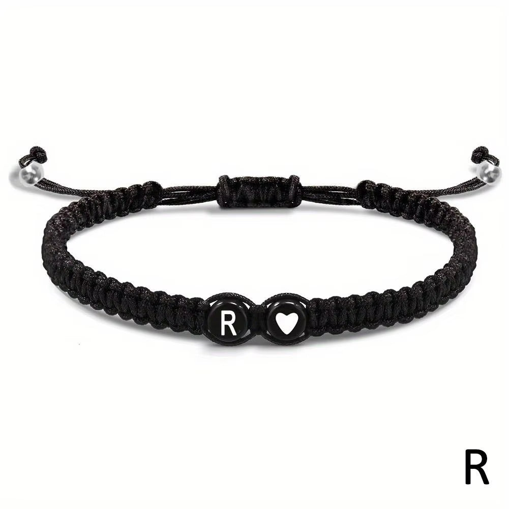Letter Initial Heartstring Bracelet Hand Rope Woven Bracelet Girlfriend Bracelet Couple Bracelet A-Z Name Braided Bracelets