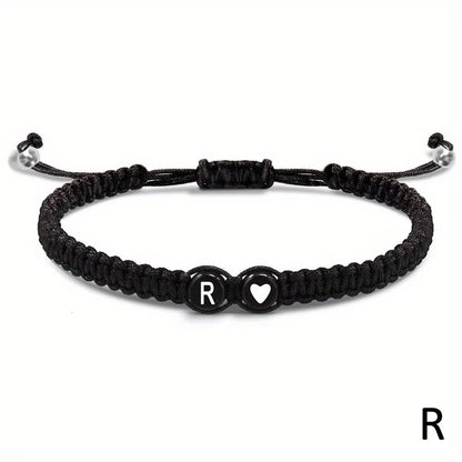 Letter Initial Heartstring Bracelet Hand Rope Woven Bracelet Girlfriend Bracelet Couple Bracelet A-Z Name Braided Bracelets