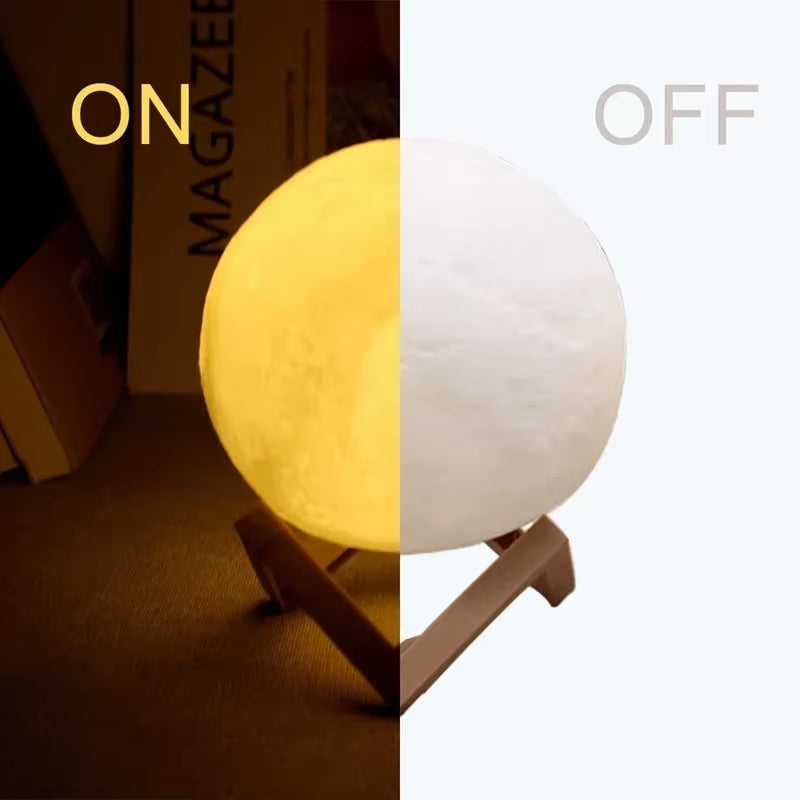 8CM LED Night Light 3D Print Moon Lamp Bedroom Decor Moonlight for Kids Gifts Decorations Creative Bedside Atmosphere Lighting