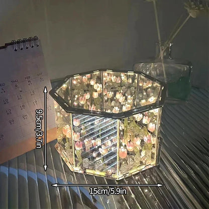 DIY Rose Tulip Ornament Mirror Cube Lamp