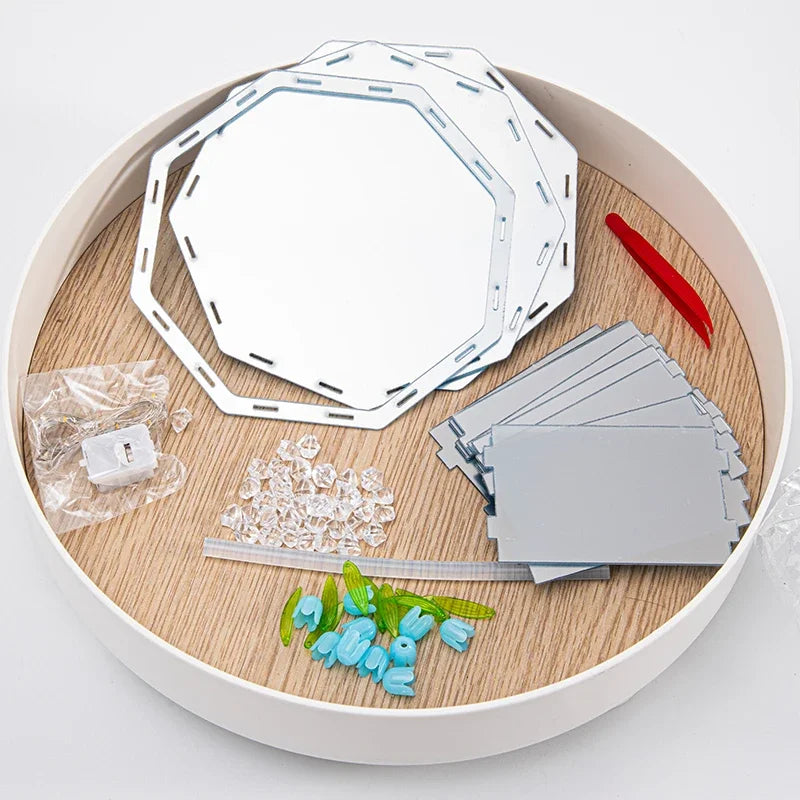 DIY Rose Tulip Ornament Mirror Cube Lamp