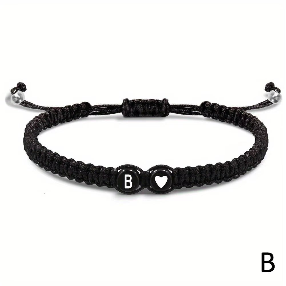 Letter Initial Heartstring Bracelet Hand Rope Woven Bracelet Girlfriend Bracelet Couple Bracelet A-Z Name Braided Bracelets