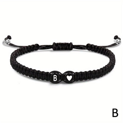 Letter Initial Heartstring Bracelet Hand Rope Woven Bracelet Girlfriend Bracelet Couple Bracelet A-Z Name Braided Bracelets