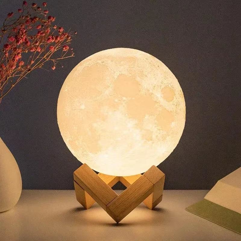 8CM LED Night Light 3D Print Moon Lamp Bedroom Decor Moonlight for Kids Gifts Decorations Creative Bedside Atmosphere Lighting