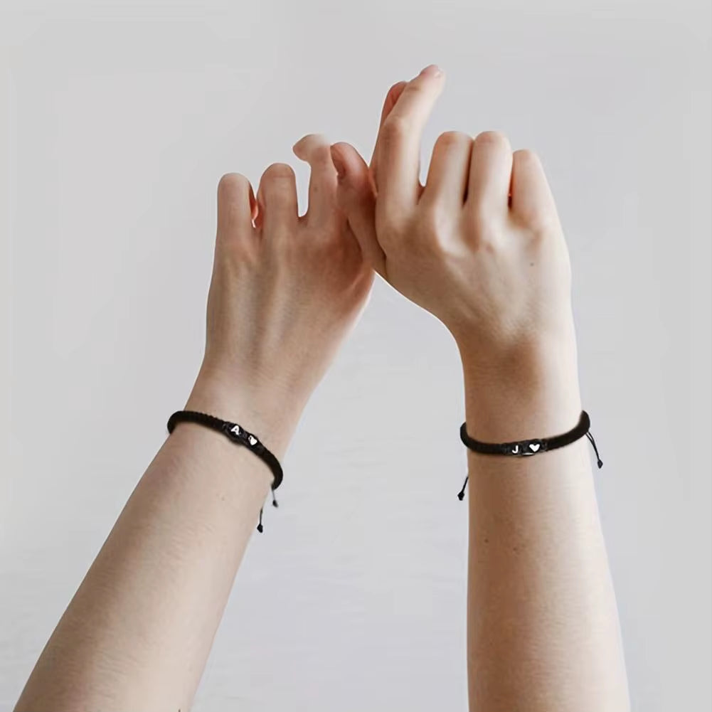 Letter Initial Heartstring Bracelet Hand Rope Woven Bracelet Girlfriend Bracelet Couple Bracelet A-Z Name Braided Bracelets